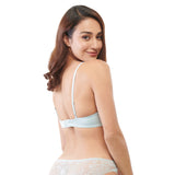 floral lace paneled drop-v bra