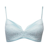 floral lace paneled drop-v bra