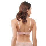floral lace paneled drop-v bra