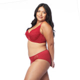 RIVERA HIGH PANELED FULL CUP BRA - RED