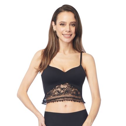 deja soft wireless scoop bralette with lace band
