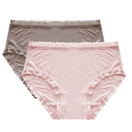 lace trimmed mid waist panty (pack of 2)