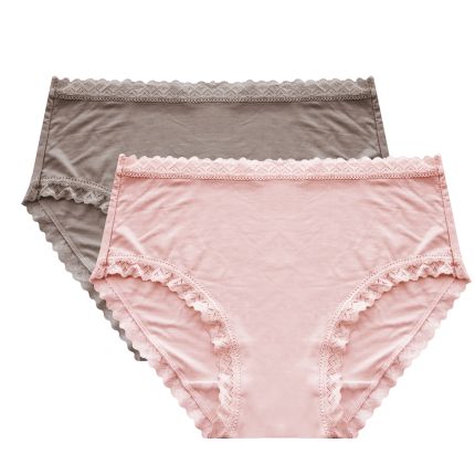 lace trimmed mid waist panty (pack of 2)